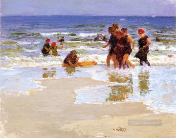  Playa Pintura Art%C3%ADstica - En la playa impresionista de Seashore Edward Henry Potthast